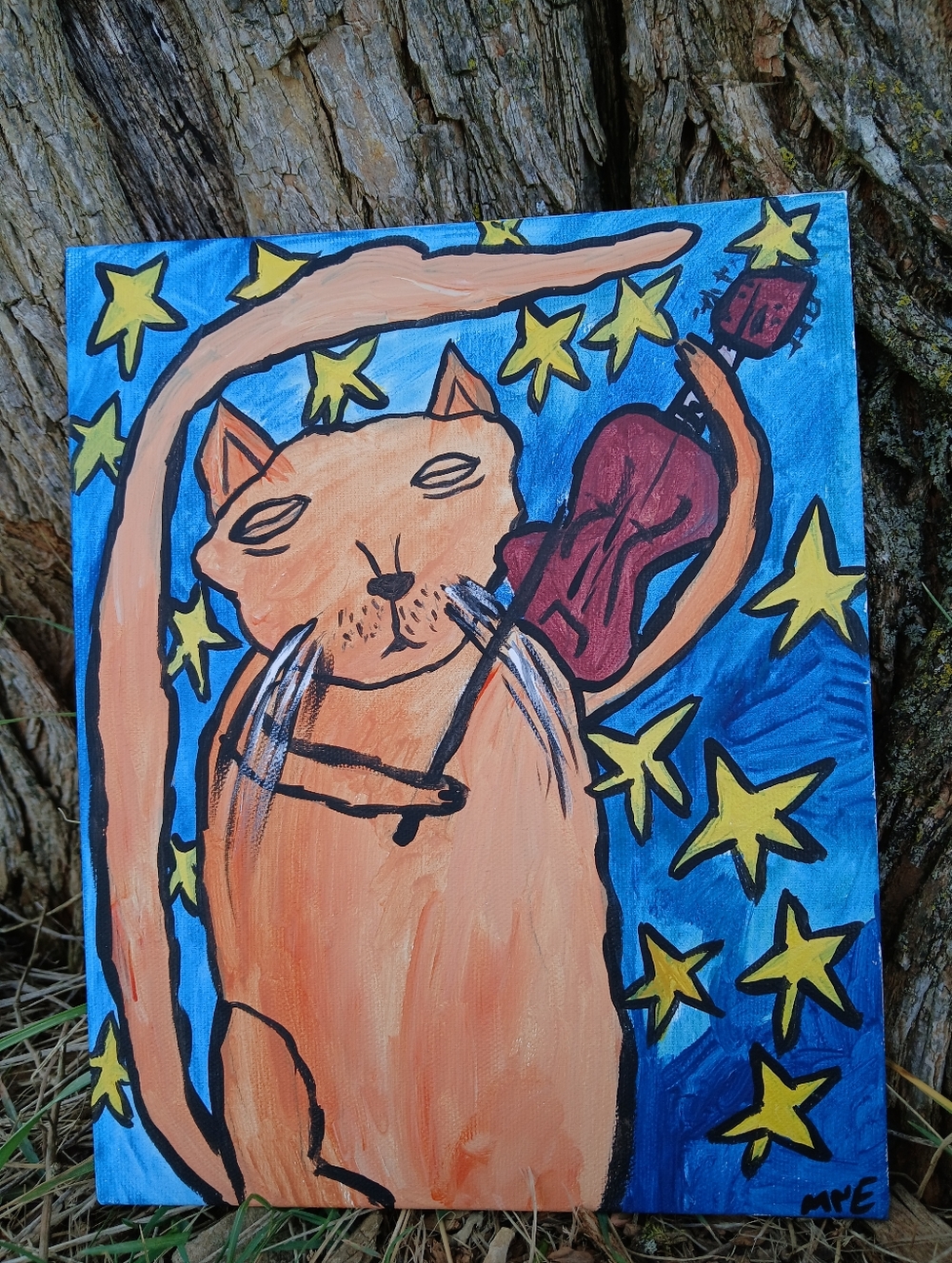Cat Playing Fiddle Painting - Picture 4 of 8